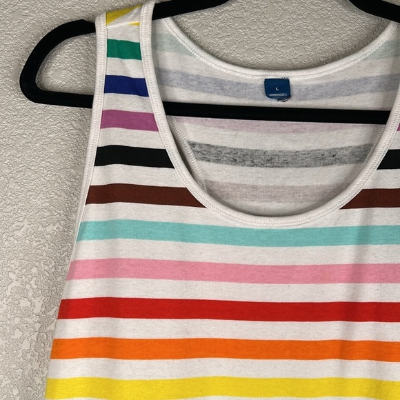 Old Navy Rainbow Striped Summer Spring Casual Razorback Tank Top Size Large - Picture 2 of 5